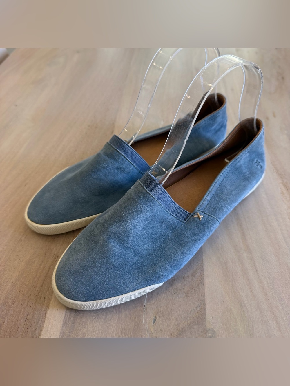 Frye Melanie Slip On Shoes Blue Leather Suede Womens Size 8